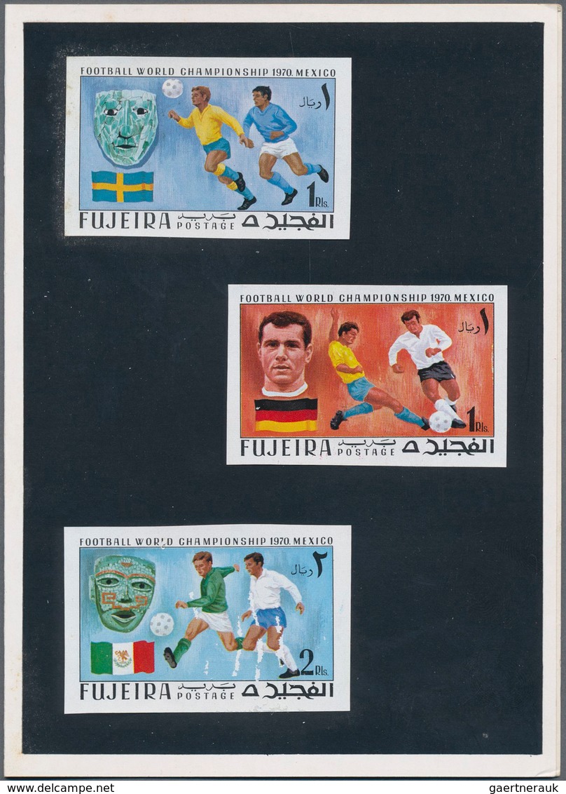 08532 Fudschaira / Fujeira: 1970, Football World Championship Mexico Complete Set In Imperf. PROOFS Affixe - Fudschaira