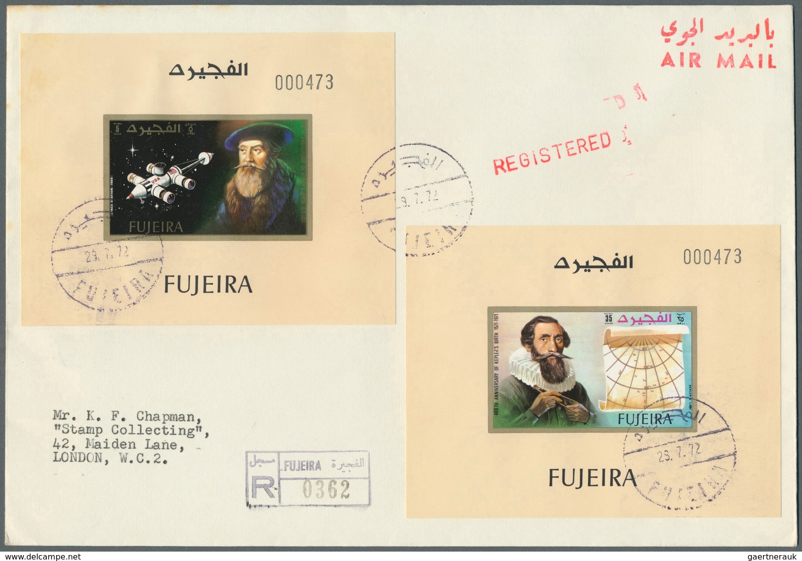 08535 Fudschaira / Fujeira: 1972, 400th Anniversary Of Birth Of Johannes Kepler, DE LUXE SHEETS, Complete - Fudschaira