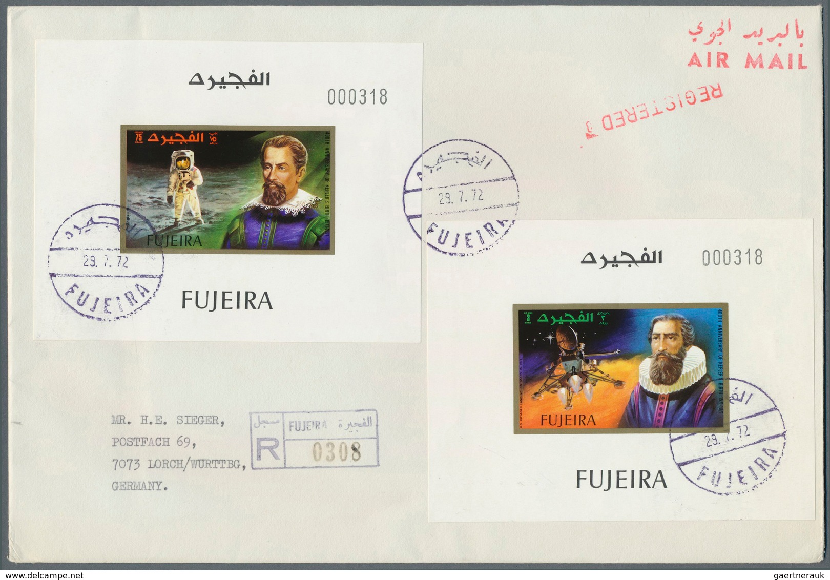 08536 Fudschaira / Fujeira: 1972, 400th Birth Anniversary Of Johannes Kepler, 35dh. To 5r., Complete Set A - Fudschaira