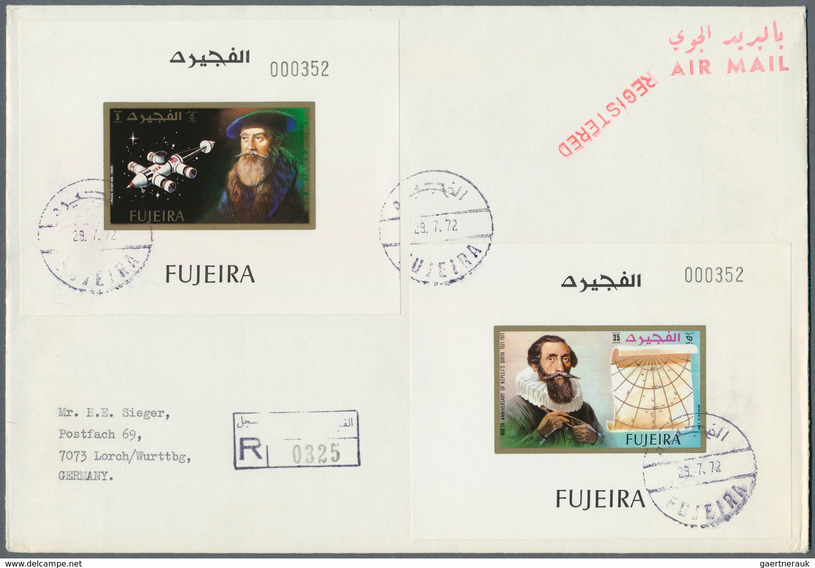 08536 Fudschaira / Fujeira: 1972, 400th Birth Anniversary Of Johannes Kepler, 35dh. To 5r., Complete Set A - Fudschaira