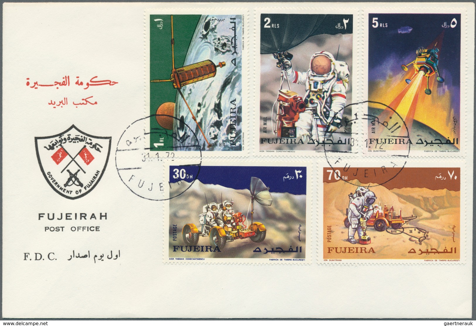 08537 Fudschaira / Fujeira: 1972, Apollo 15, Perf./imperf., Complete Sets Of Five Values Each And Both Sou - Fujeira