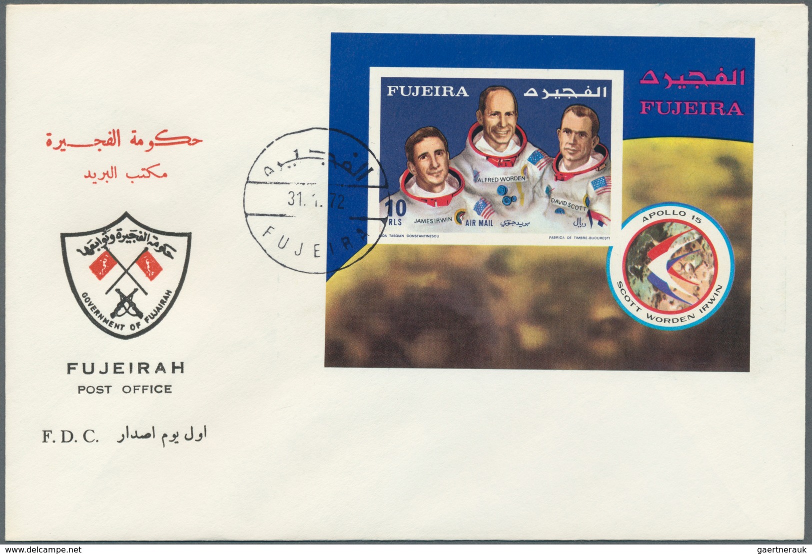 08537 Fudschaira / Fujeira: 1972, Apollo 15, Perf./imperf., Complete Sets Of Five Values Each And Both Sou - Fudschaira