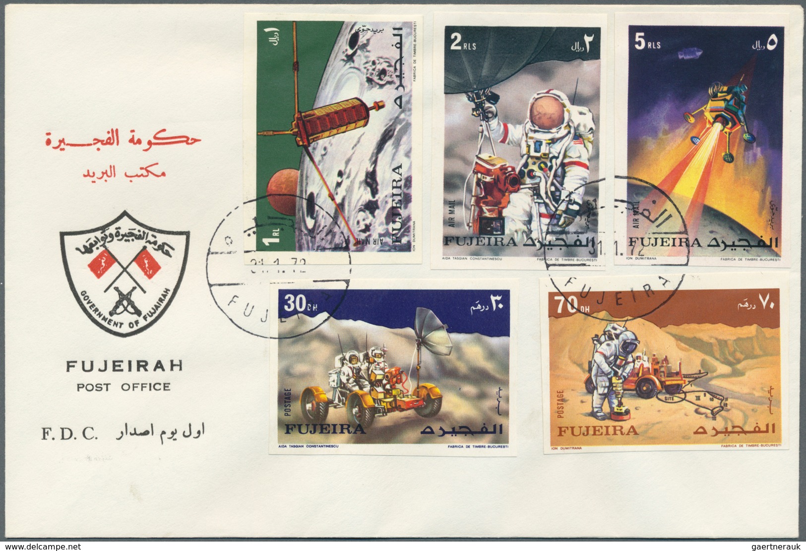 08537 Fudschaira / Fujeira: 1972, Apollo 15, Perf./imperf., Complete Sets Of Five Values Each And Both Sou - Fujeira