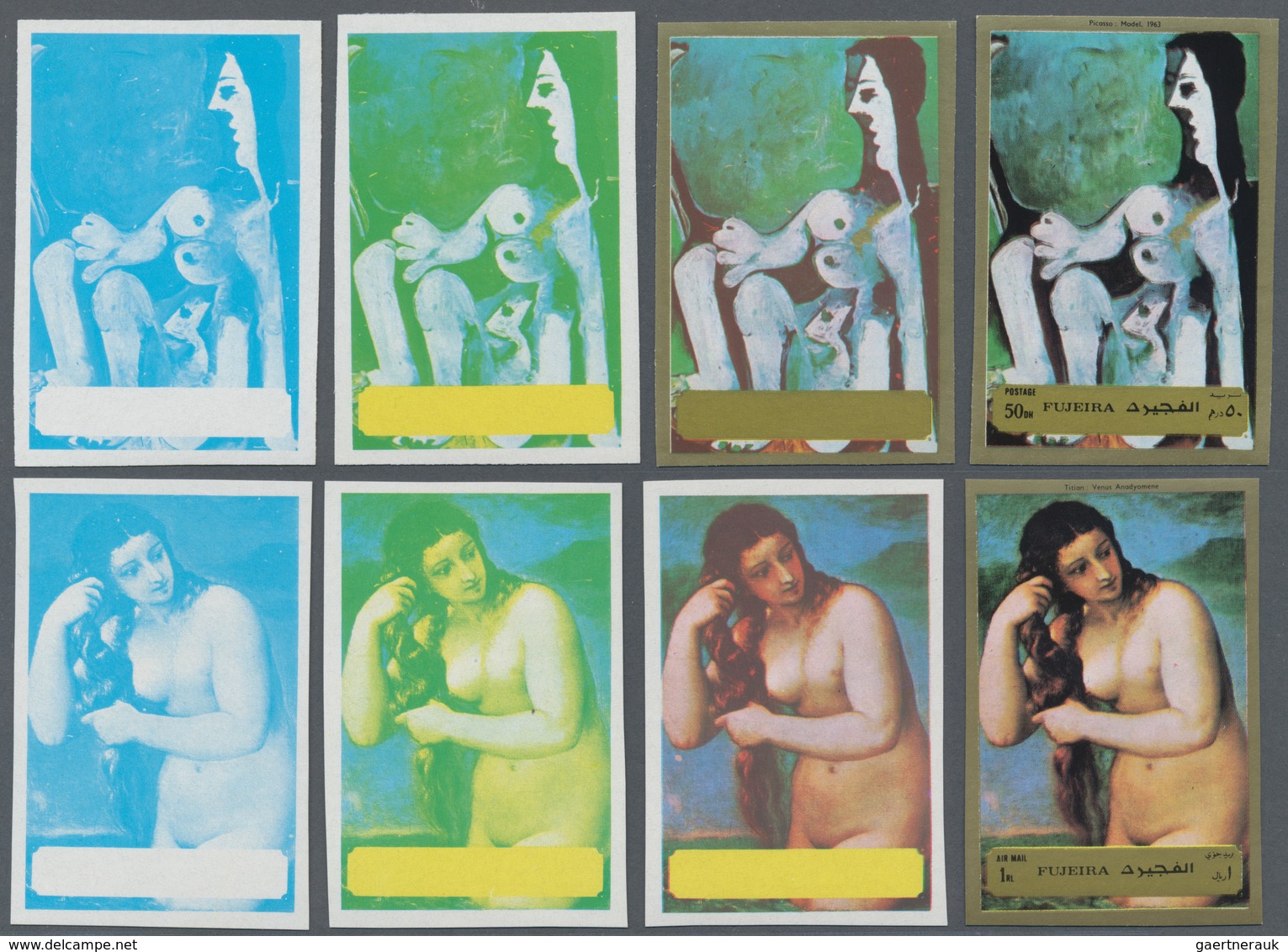 08540 Fudschaira / Fujeira: 1972, Nude Painting (Titian, Picasso, Degas), Two Sets Of Six Values With Four - Fudschaira