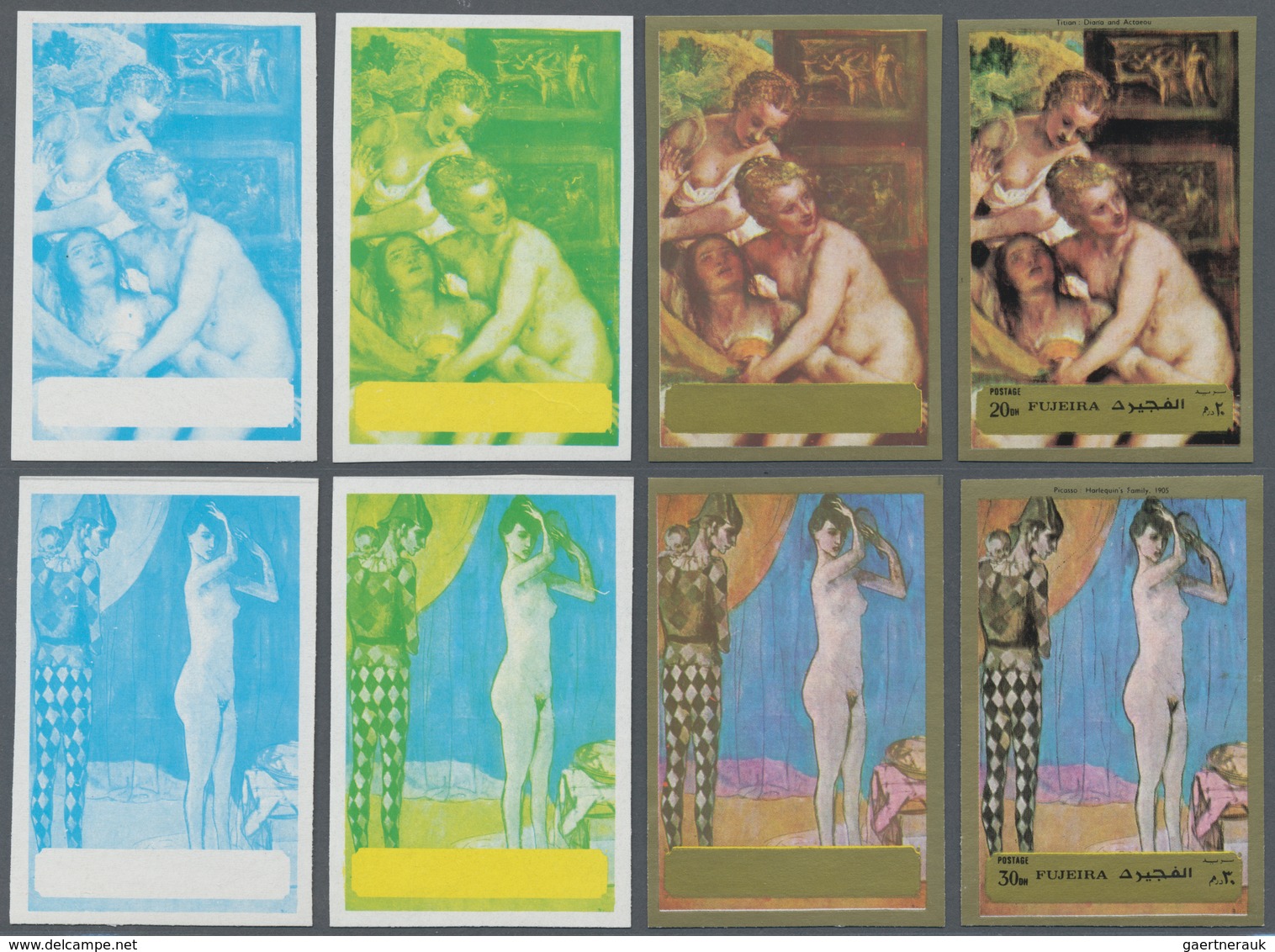 08540 Fudschaira / Fujeira: 1972, Nude Painting (Titian, Picasso, Degas), two sets of six values with four