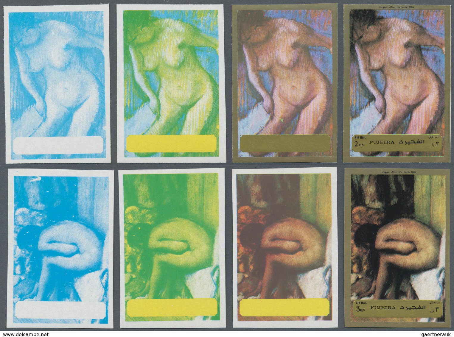 08540 Fudschaira / Fujeira: 1972, Nude Painting (Titian, Picasso, Degas), two sets of six values with four