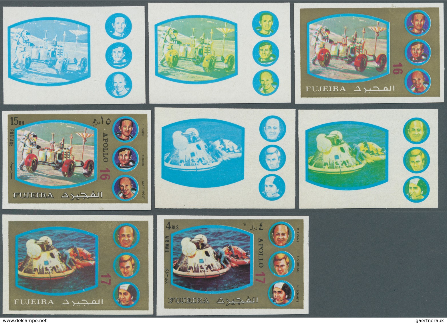 08541 Fudschaira / Fujeira: 1972, Apollo Programs, 15dh. To 4r., Coplete Set Of Eleven Values With Four Im - Fudschaira