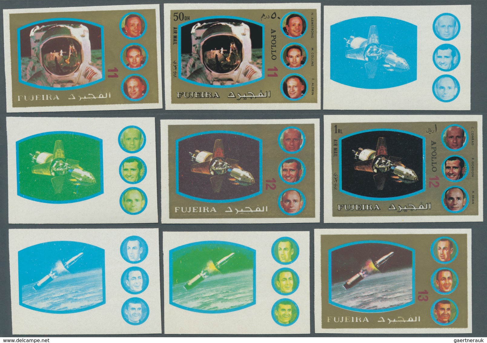 08541 Fudschaira / Fujeira: 1972, Apollo Programs, 15dh. To 4r., Coplete Set Of Eleven Values With Four Im - Fujeira