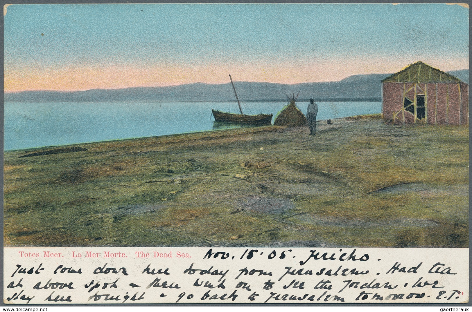 08550 Holyland: 1905, Postcard From Jericho Tied By "BON SAMARITAIN" Bearing 20 Para Carmine, Showing Bili - Palästina