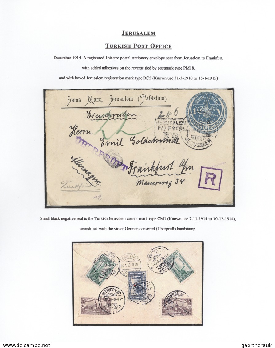 08556 Holyland: 1915, Postal Stationery Envelope Turkey 1 Pia. Blue Used Uprated Performing 2 Pia. 30 Para - Palestine