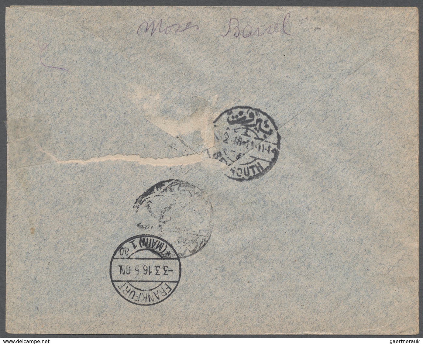 08557 Holyland: 1916, 1 Pia. Ultramrarine, Vertical Pair Tied By Bilingual Cds. "SAFED 2...16" To Register - Palästina