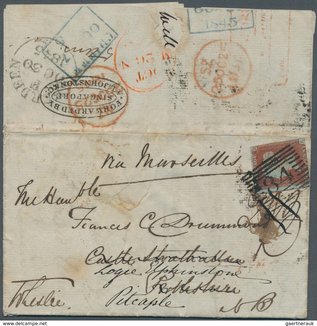 08558 Hongkong: 1845. Stampless Envelope Written From Hong Kong Dated '3rd August 1845' Addressed To Scotl - Autres & Non Classés