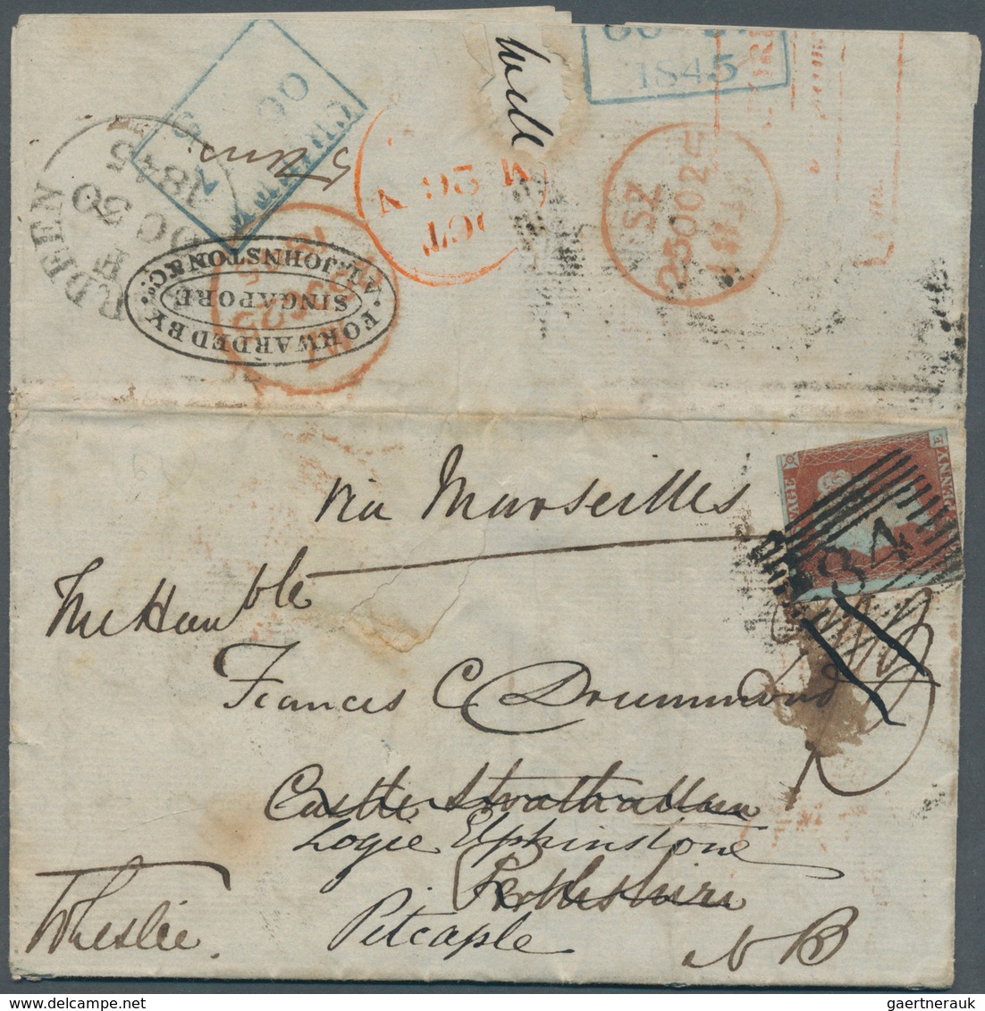 08558 Hongkong: 1845. Stampless Envelope Written From Hong Kong Dated '3rd August 1845' Addressed To Scotl - Sonstige & Ohne Zuordnung