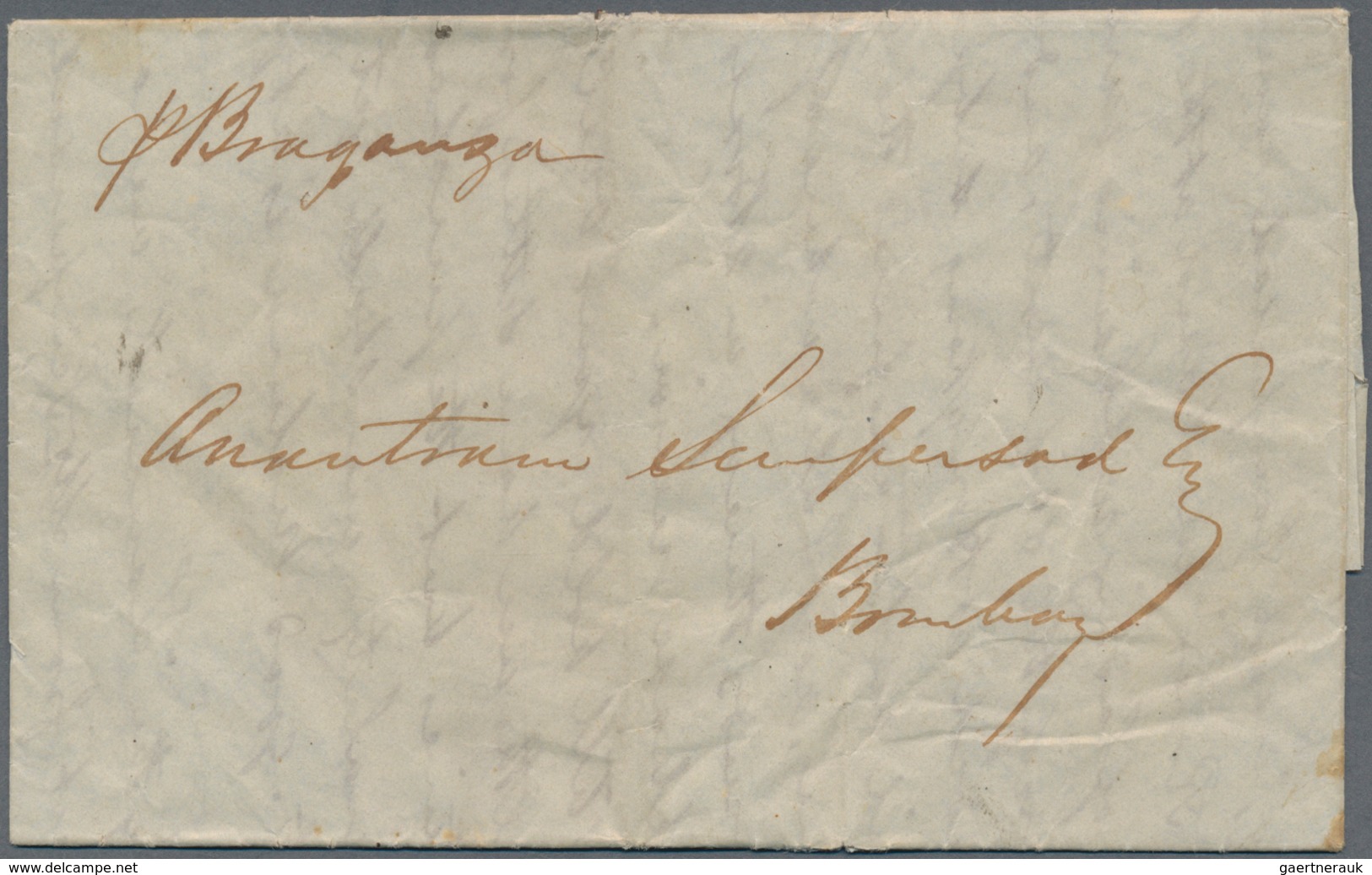 08561 Hongkong: 1850. Stampless Envelope Written From Canton 28th October 1850 Addressed To Bombay, Lndia - Autres & Non Classés