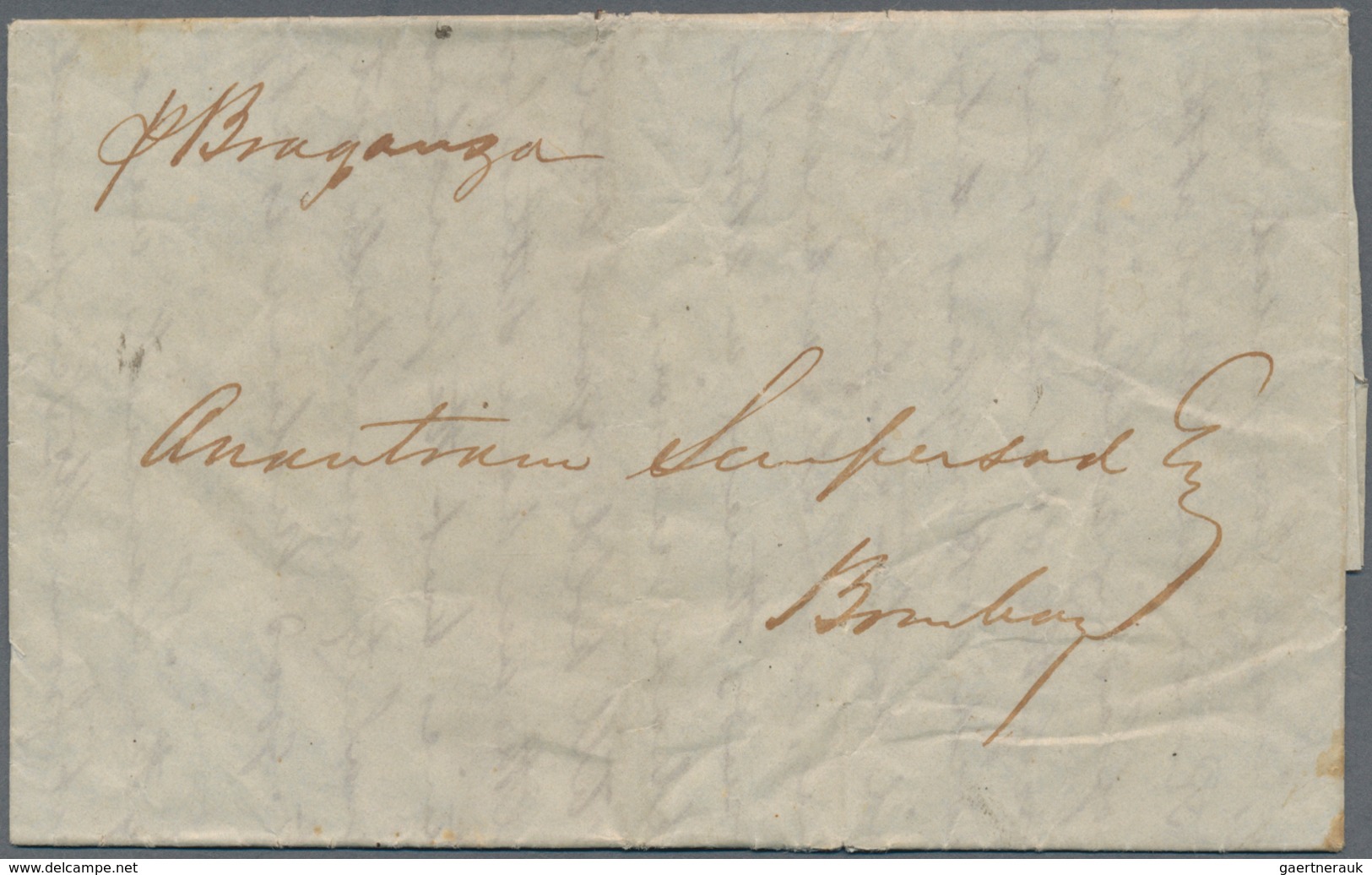 08561 Hongkong: 1850. Stampless Envelope Written From Canton 28th October 1850 Addressed To Bombay, Lndia - Sonstige & Ohne Zuordnung