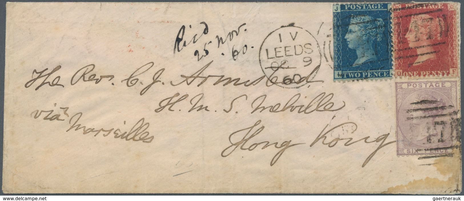 08564 Hongkong: 1860. Envelope Written From London Addressed To 'Rev. C. J. Armistead, "H.M.S. Melville", - Autres & Non Classés