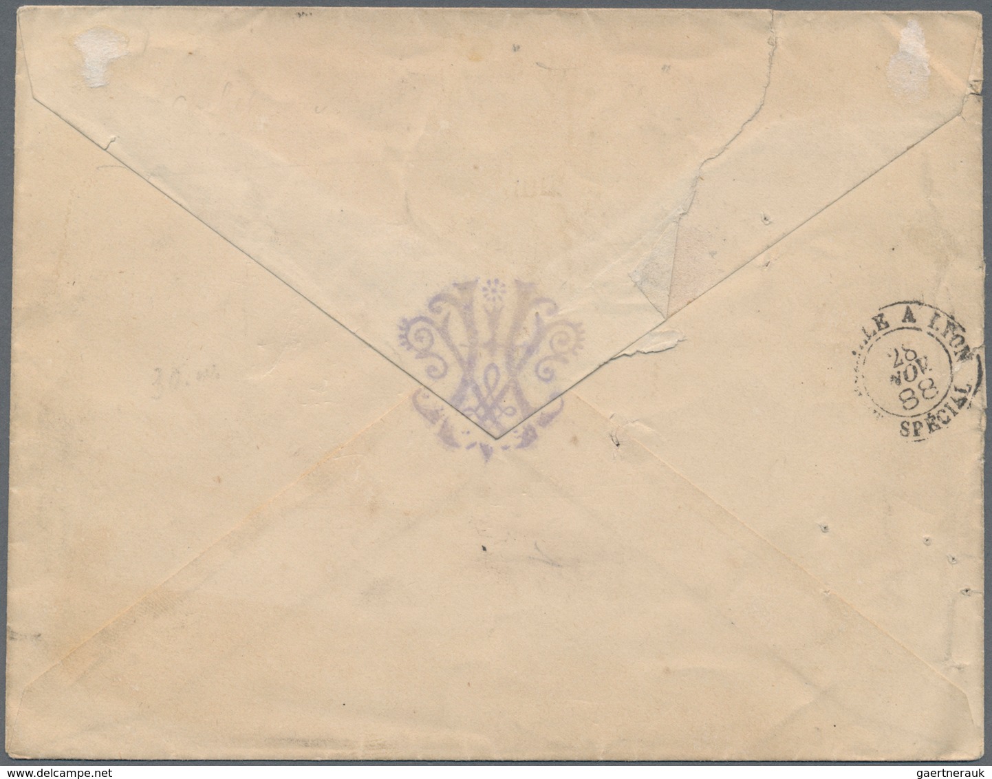 08570 Hongkong: 1888. Stamp-less Envelope (roughly Opened) Written From The French Consulate In Hong Kong - Altri & Non Classificati