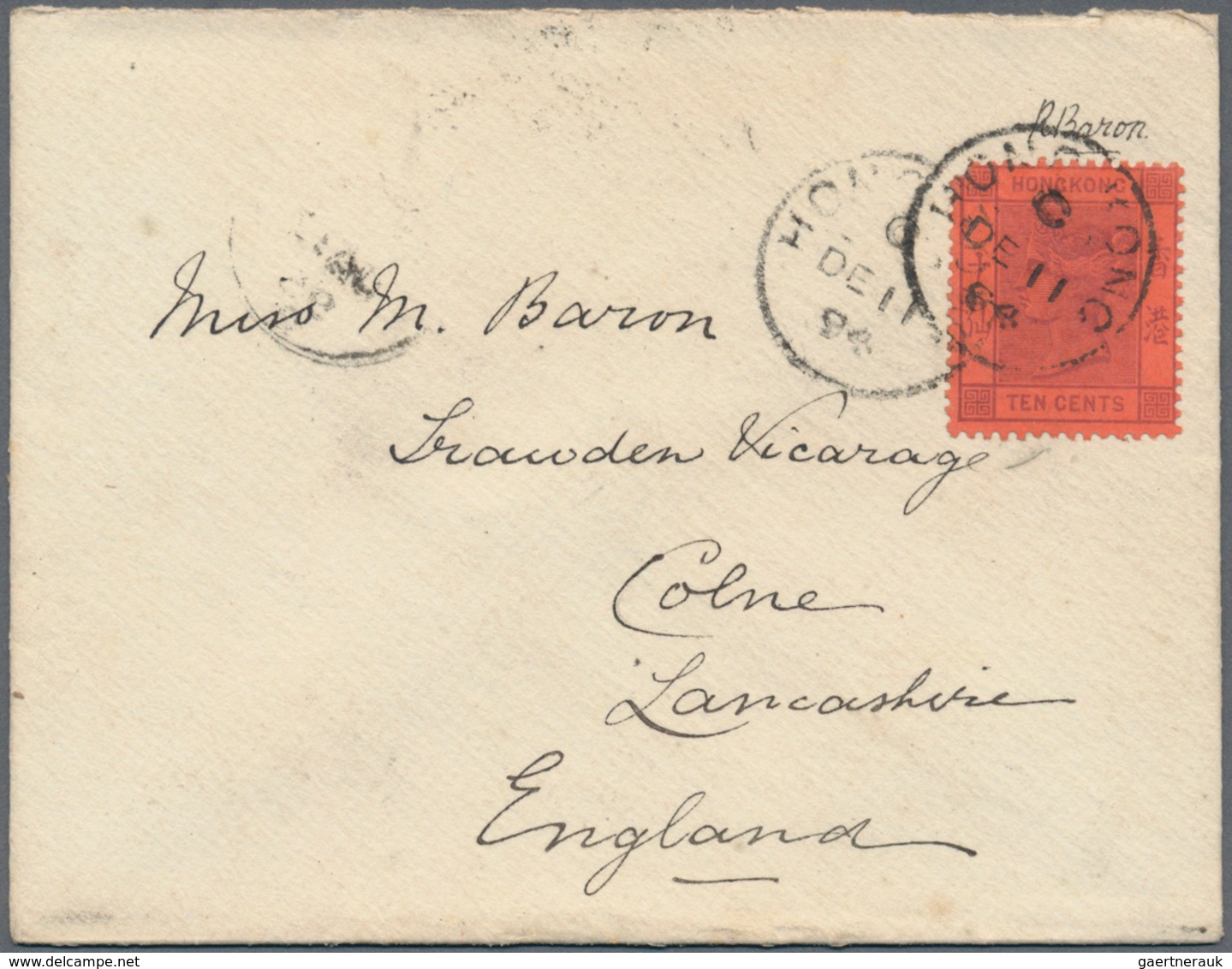 08575 Hongkong: 1894. Envelope Addressed To England Written From H.M.S. Edgar At Chefoo Routed Via Hong Ko - Autres & Non Classés