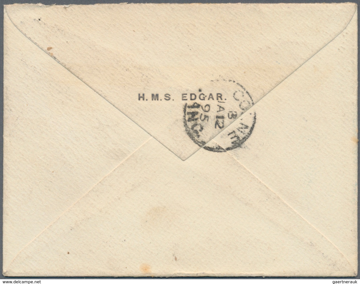 08575 Hongkong: 1894. Envelope Addressed To England Written From H.M.S. Edgar At Chefoo Routed Via Hong Ko - Autres & Non Classés