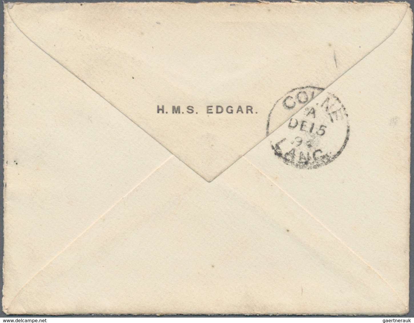 08576 Hongkong: 1894. Envelope Addressed To England Written From H.M.S Edgar At Chefoo Routed Via Hong Kon - Autres & Non Classés