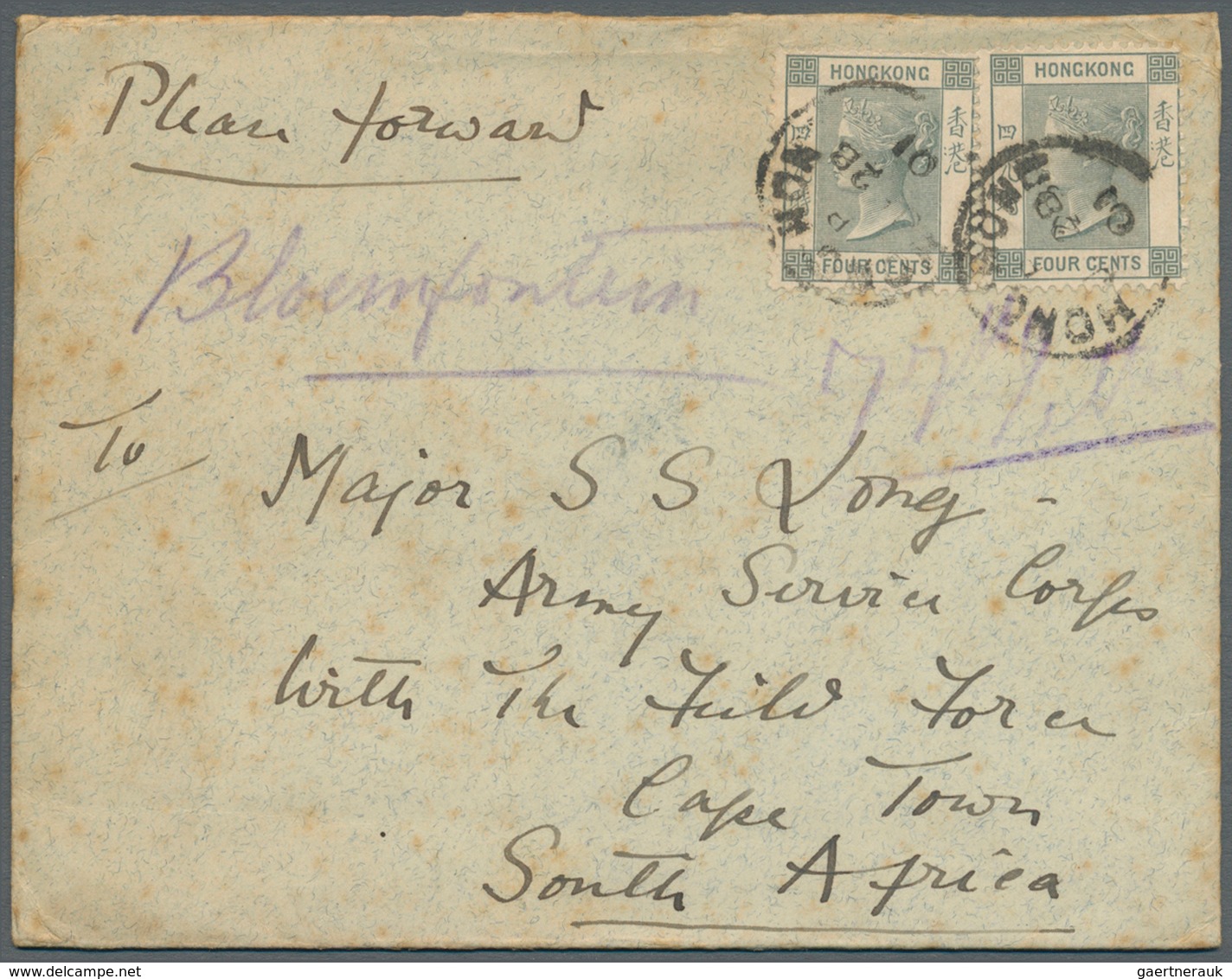 08578 Hongkong: 1896, QV 4 C. Grey (2) Tied "HONG KONG B JA 28 01" To Small Double Weight Cover (small Spo - Autres & Non Classés
