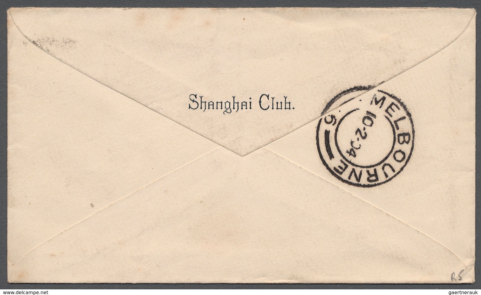 08580 Hongkong: 1904, Cover From The Shanghai Club To Melbourne/AUSTRALIA, Franked With 1900 QV 2c Green A - Sonstige & Ohne Zuordnung