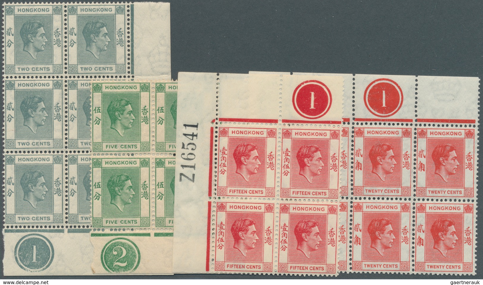 08584 Hongkong: 1938/1948, KGVI Definitives 14 Different Stamps With Many In Pairs Or Blocks/4 And Larger - Autres & Non Classés