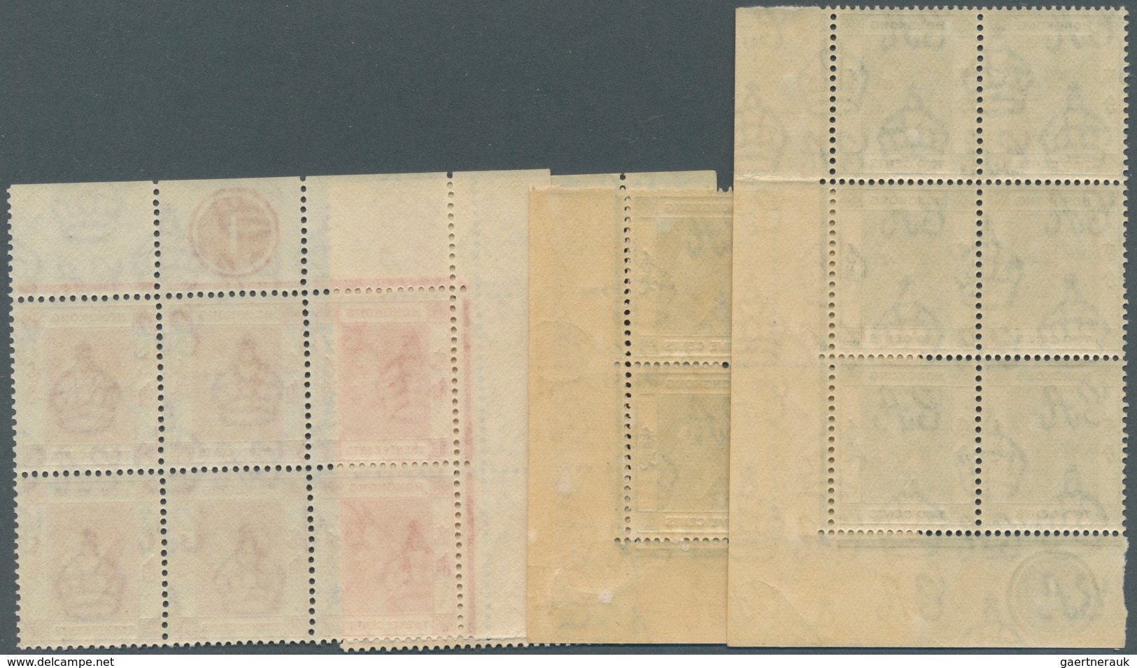 08584 Hongkong: 1938/1948, KGVI definitives 14 different stamps with many in pairs or blocks/4 and larger