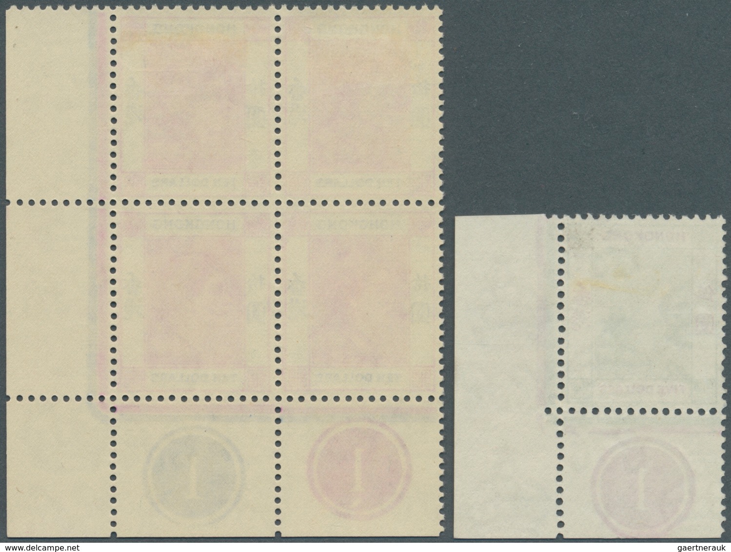 08588 Hongkong: 1954, QEII Definitives Ten Different Stamps Mostly In Blocks Of Four From Corners With PLA - Sonstige & Ohne Zuordnung