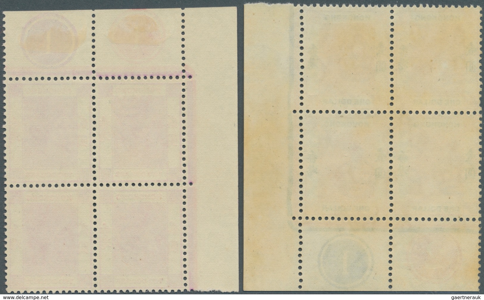 08588 Hongkong: 1954, QEII Definitives Ten Different Stamps Mostly In Blocks Of Four From Corners With PLA - Sonstige & Ohne Zuordnung