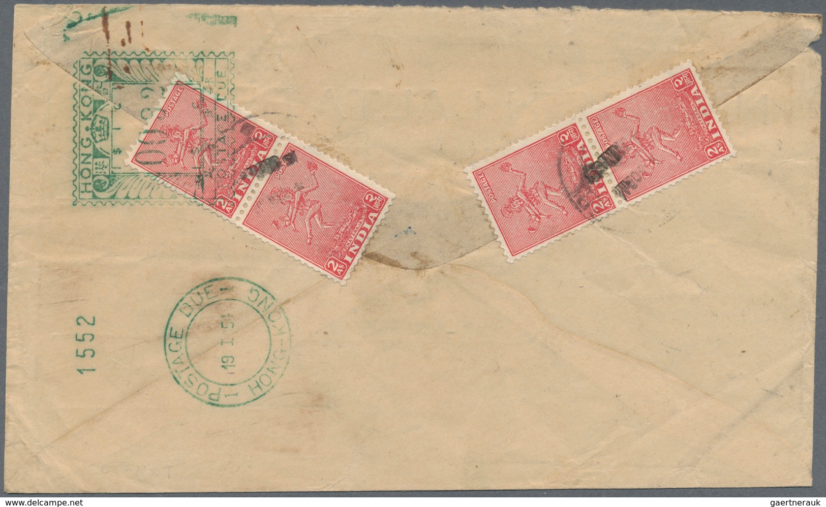 08589 Hongkong: 1954. Air Mail Envelope Written From India Addressed To Hong Kong Bearing Lndia SG 313, 2a - Sonstige & Ohne Zuordnung