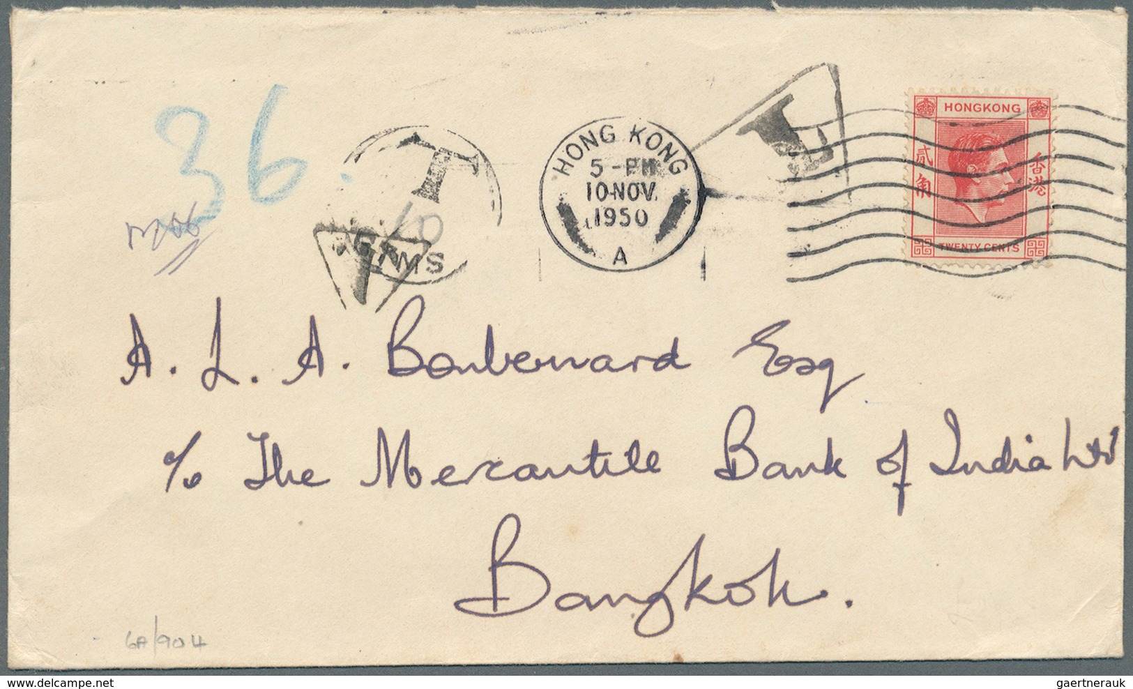 08625 Hongkong - Besonderheiten: 1950/1972, underpaid taxed covers (6) inc. triangular boxed "T" (3), two-