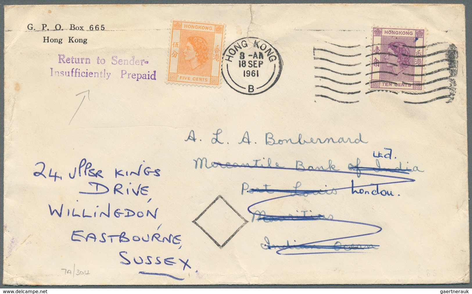 08625 Hongkong - Besonderheiten: 1950/1972, underpaid taxed covers (6) inc. triangular boxed "T" (3), two-