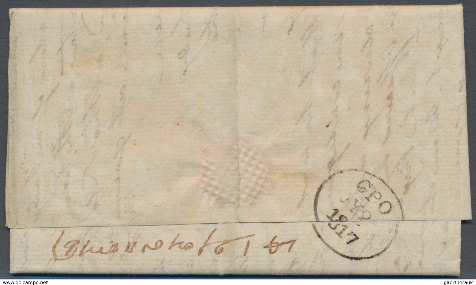 08628 Indien - Vorphilatelie: 1817 "Post Paid/Bangalore" Oval Handstamp (Giles Type 2) On Front Of Entire - ...-1852 Préphilatélie