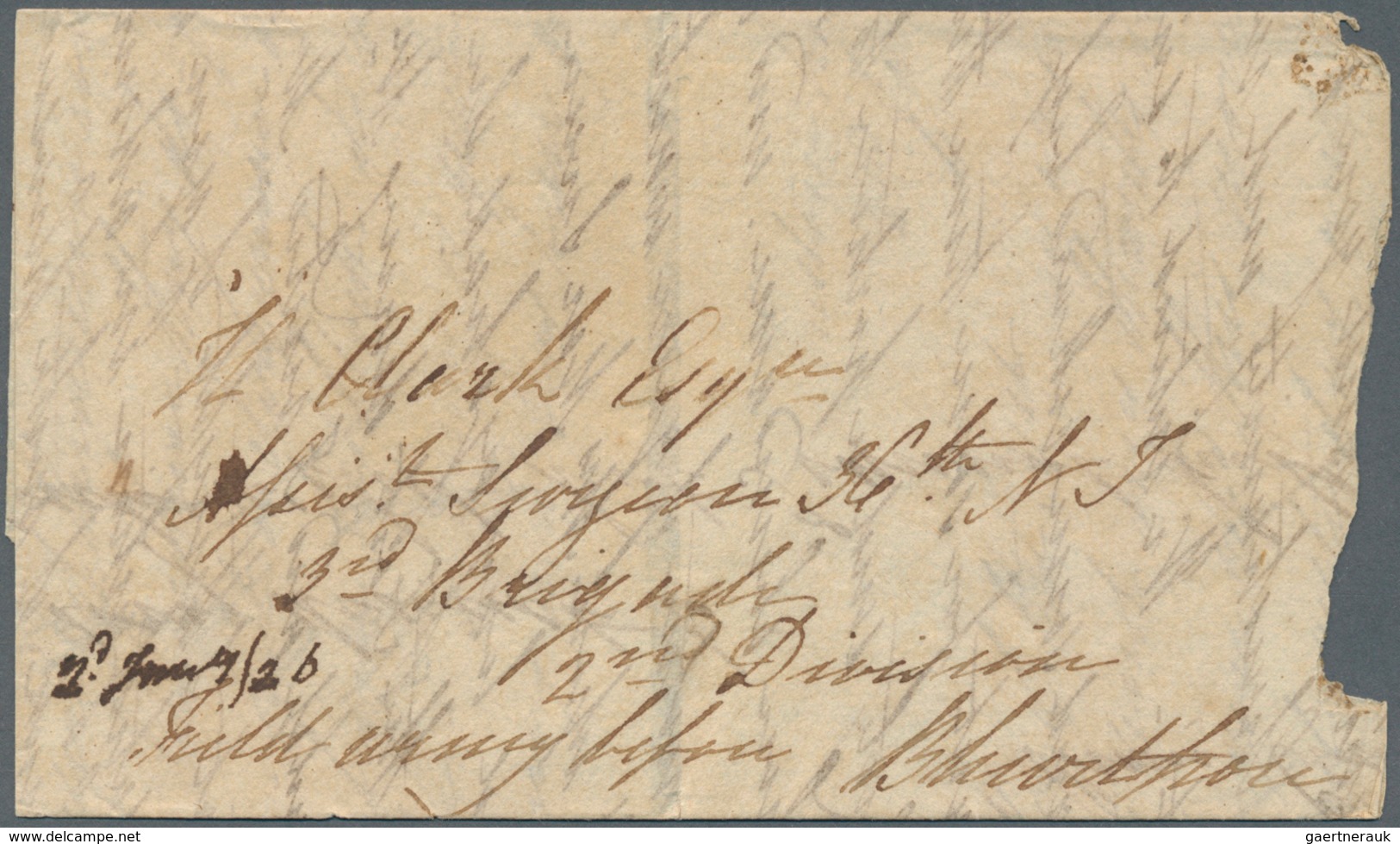 08633 Indien - Vorphilatelie: 1826. Stampless Envelope (shortened At Left) Written From 'The Customs House - ...-1852 Préphilatélie