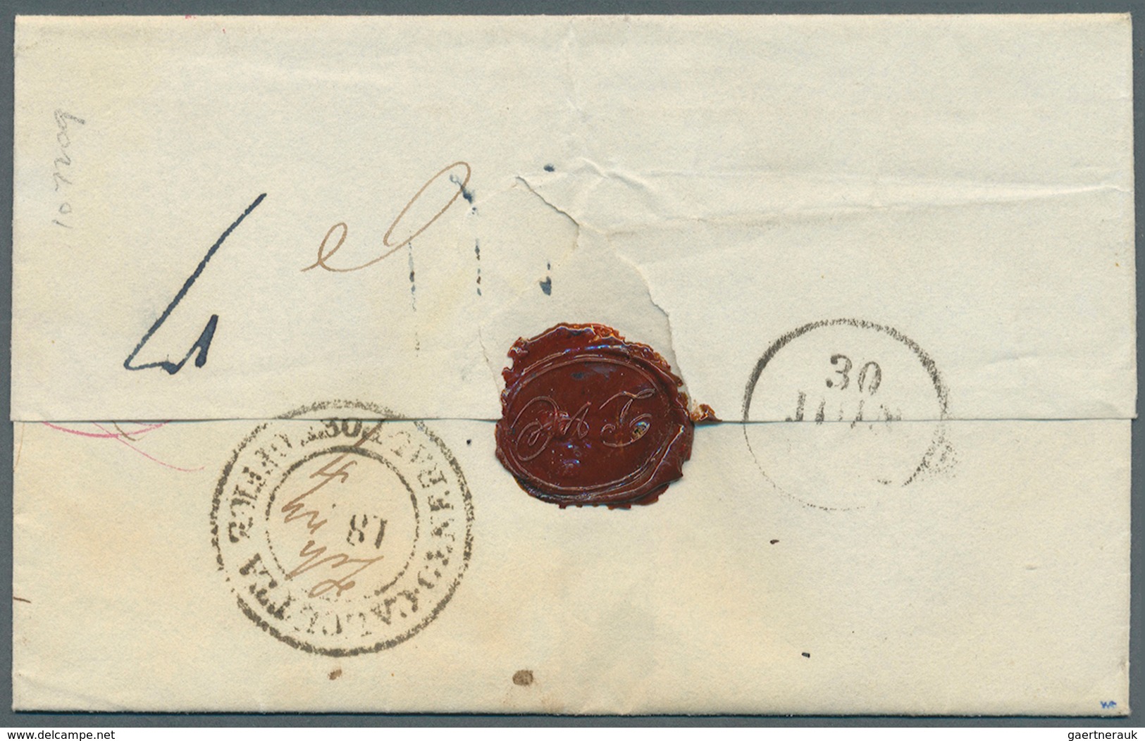 08635 Indien - Vorphilatelie: 1827, ''CALCUTTA GENERAL POST OFFICE / 18'' Handstamp (Giles SD8b) With Date - ...-1852 Préphilatélie