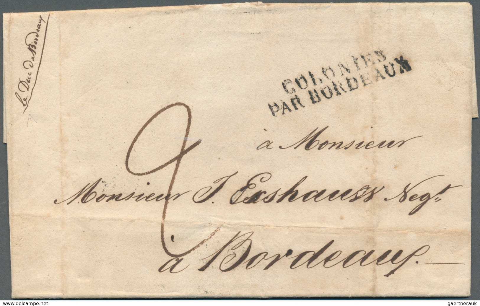 08638 Indien - Vorphilatelie: 1827-1850: Four Letters To Bordeaux, FRANCE, With 1) 1827 Letter From Calcut - ...-1852 Vorphilatelie