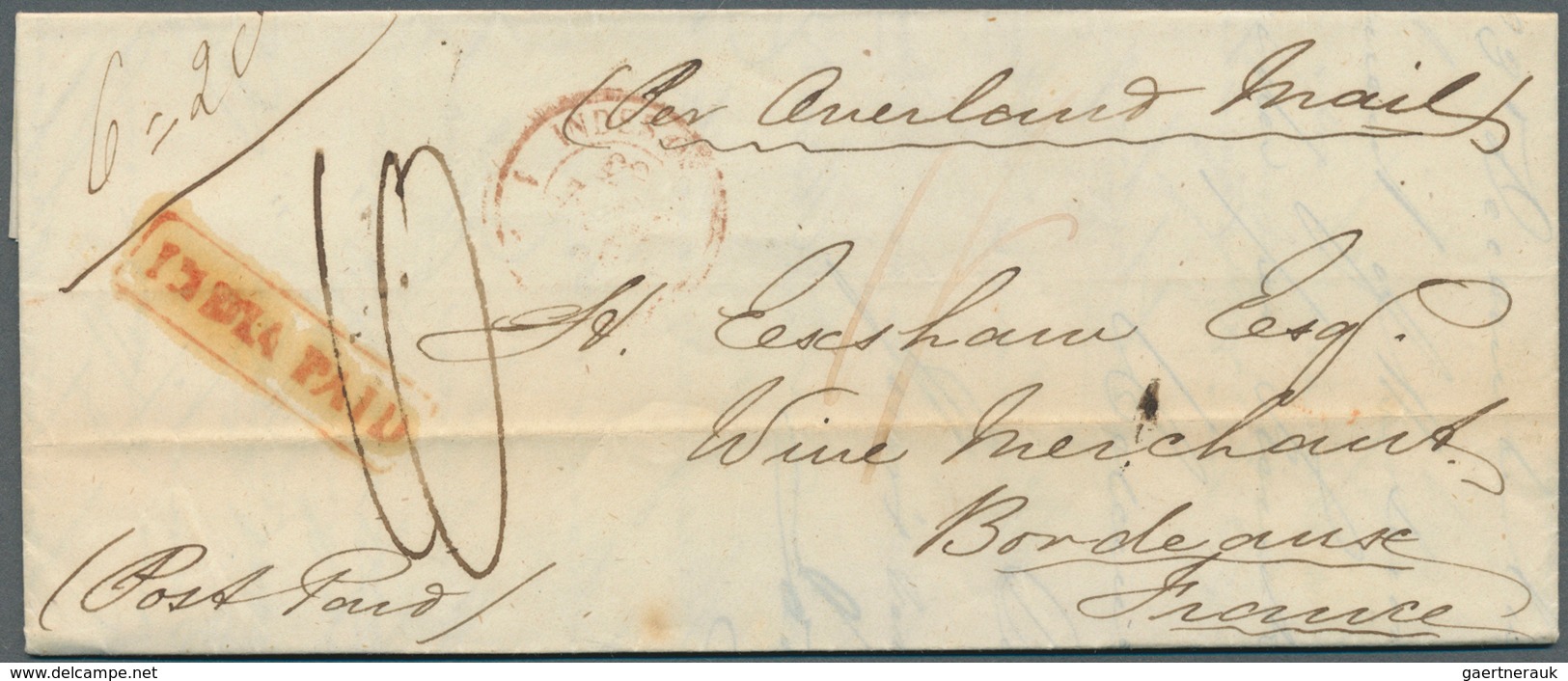 08638 Indien - Vorphilatelie: 1827-1850: Four letters to Bordeaux, FRANCE, with 1) 1827 letter from Calcut