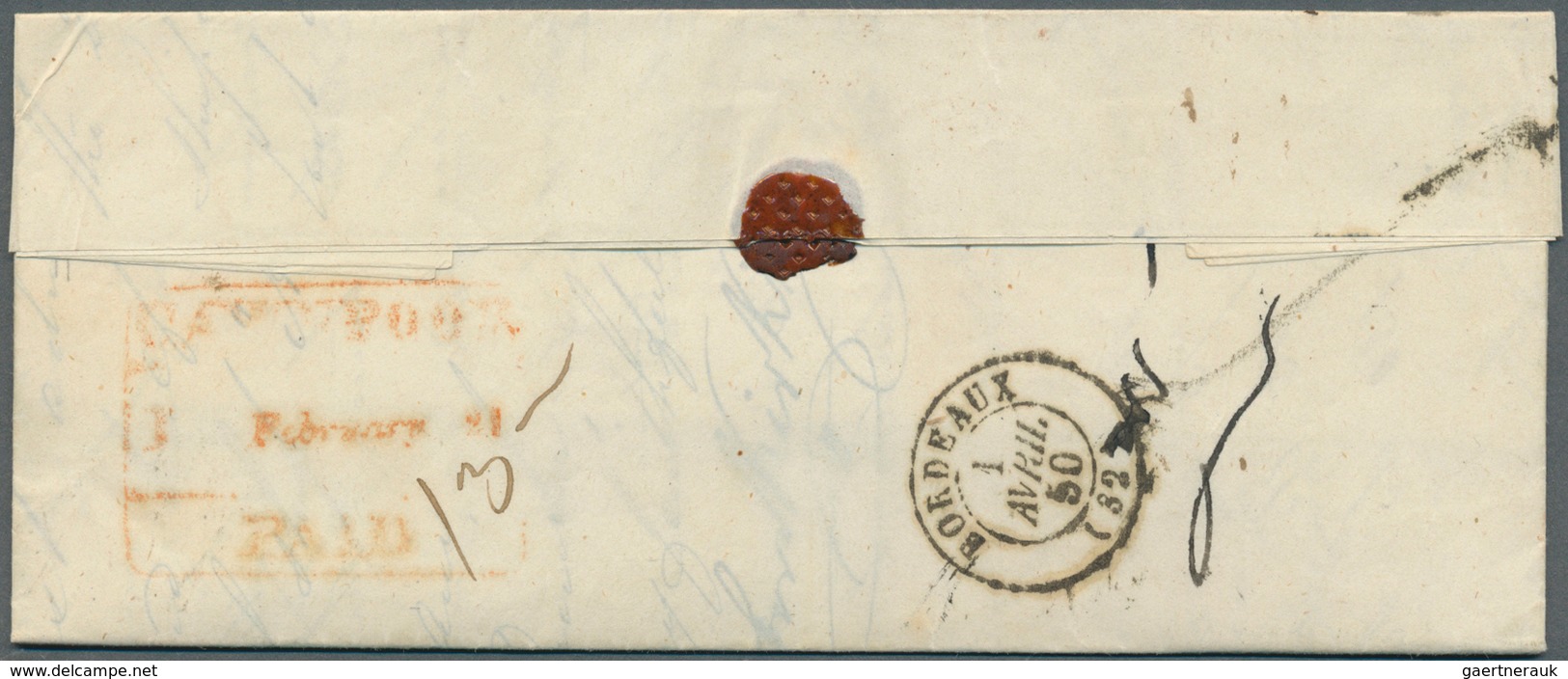 08638 Indien - Vorphilatelie: 1827-1850: Four letters to Bordeaux, FRANCE, with 1) 1827 letter from Calcut