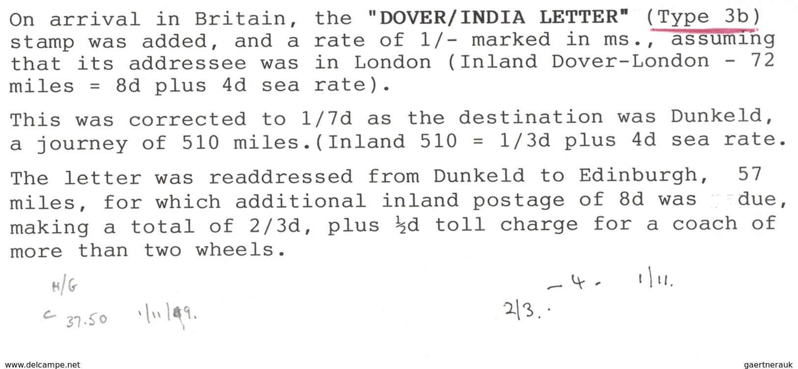 08644 Indien - Vorphilatelie: 1834 Entire Letter From Midnapore To Edinburgh Via Calcutta And Dover By The - ...-1852 Vorphilatelie