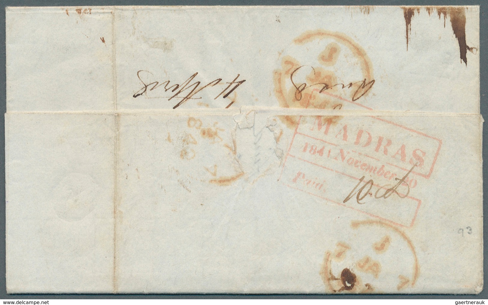 08656 Indien - Vorphilatelie: 1841, Two Entire Letters From The Huth Correspondence From Madras (Hall Bamb - ...-1852 Préphilatélie