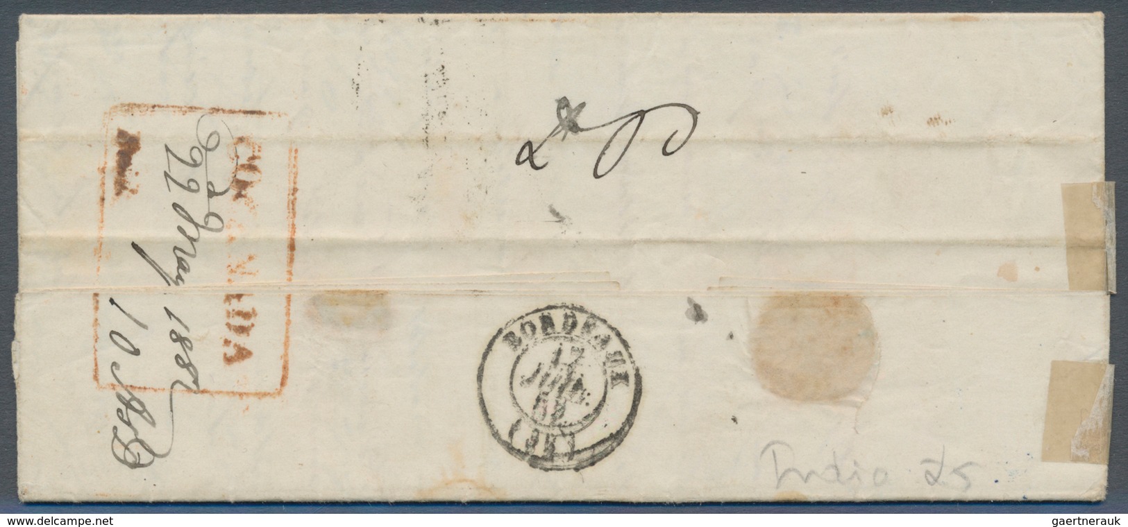 08664 Indien - Vorphilatelie: 1852 COCANADA, Formerly French Possession: Entire Letter Written At Coringuy - ...-1852 Préphilatélie