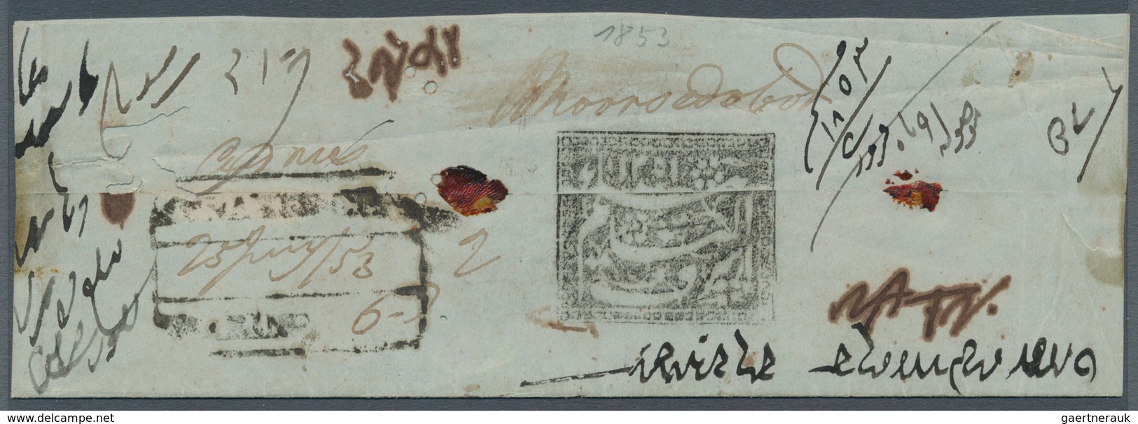 08666 Indien - Vorphilatelie: 1853 Cover From Benares Station Addressed To Moorsedabad Bearing On Back The - ...-1852 Préphilatélie