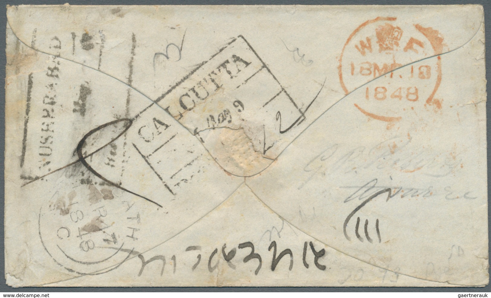 08667 Indien: 1848. Envelope Addressed To The '4th Bengal Regiment, Nuserrabad' Bearing Great Britain SG 5 - Sonstige & Ohne Zuordnung