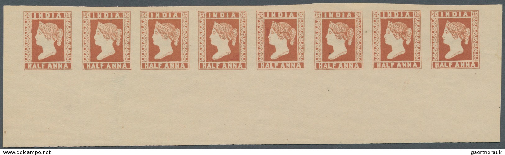 08670 Indien: 1854/1894 Lithographic Transfer Of The ½a. Essay With Crosses In Upper Corners, Printed In B - Sonstige & Ohne Zuordnung