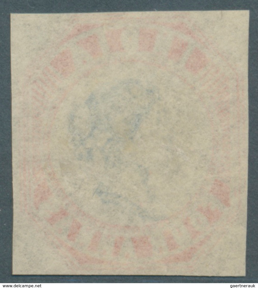 08671 Indien: (1854/55) Reprint Of 4a Blue & Red With Issued Head Of Die III, Probably Pos.11, Narrow Sett - Sonstige & Ohne Zuordnung