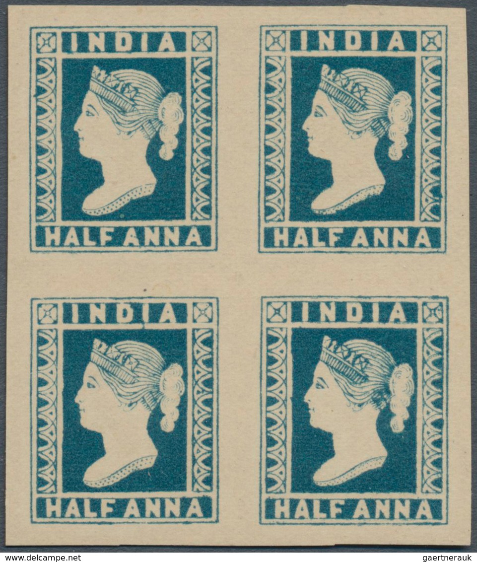 08673 Indien: 1854/1894: Lithographed ½a. Pale Blue, Die I, Part Sheet Wmk With "O" Of OFFICE, Unused, Fin - Sonstige & Ohne Zuordnung