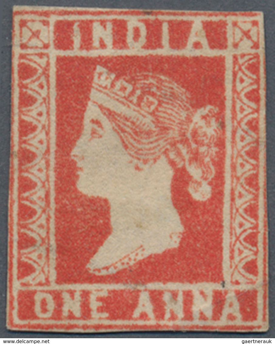 08676 Indien: 1854-55 Lithographed 1a. Red, Die III, Part Sheet Watermark, Unused Without Gum, Partially C - Sonstige & Ohne Zuordnung