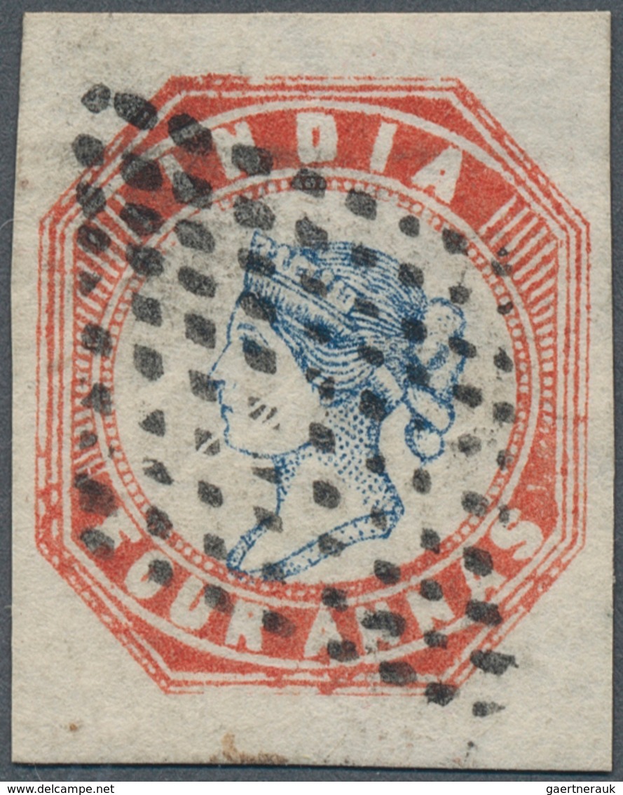 08677 Indien: 1854 Lithographed 4a. Blue & Red, 2nd Printing, Sheet Pos. 9, Used And Cancelled With Superb - Sonstige & Ohne Zuordnung