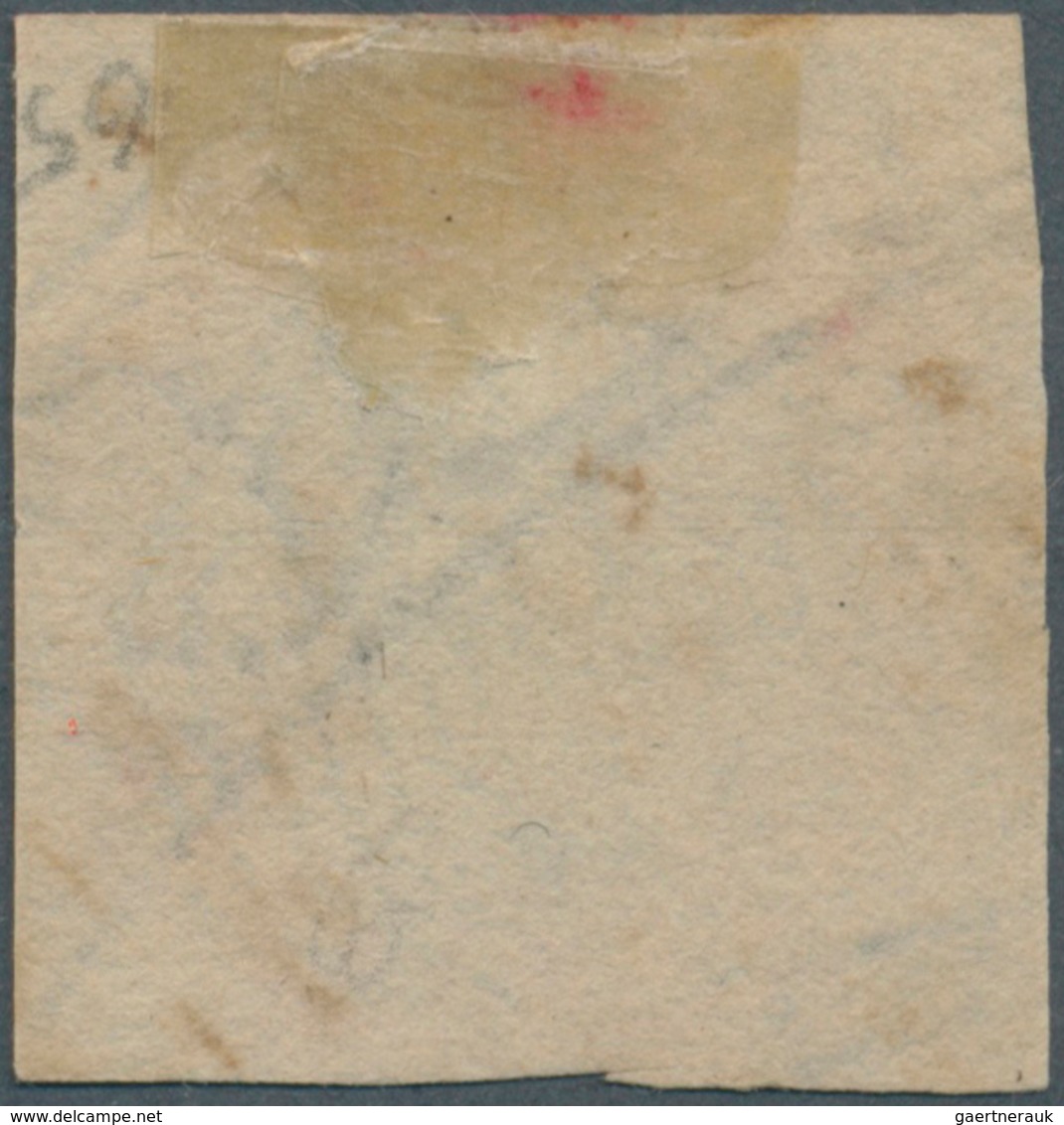 08683 Indien: 1854-55, Lithographed 4a. Pale Blue & Red From 4th Printing, Sheet Pos. 5, Used With Superb - Autres & Non Classés